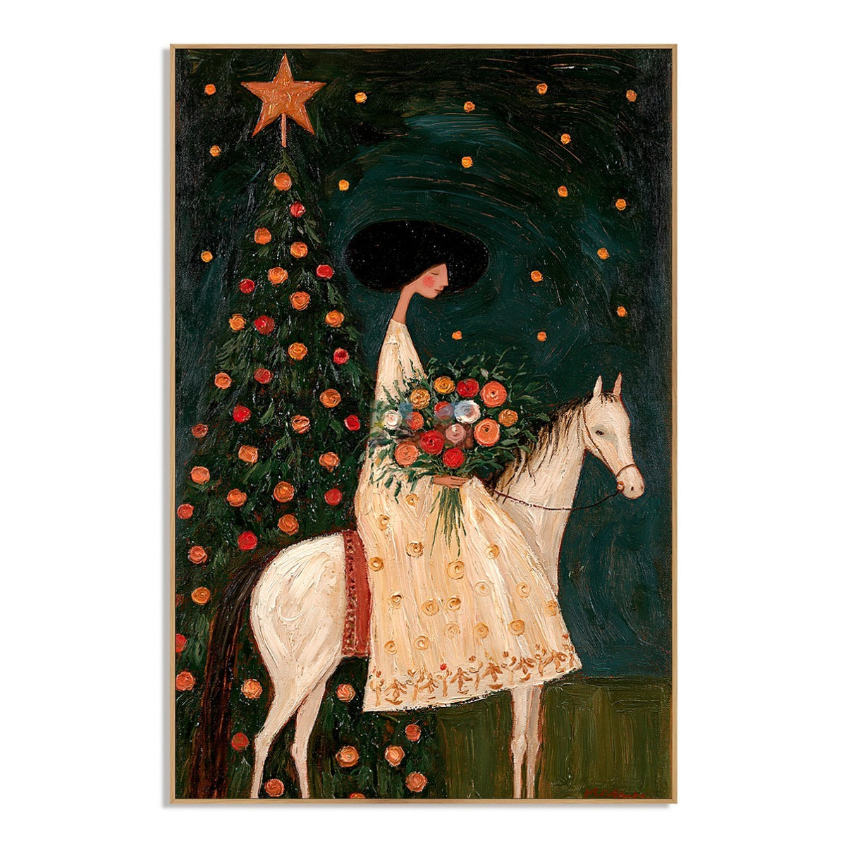 Evergreen Blossom Ride – Figurative Horse Floral Wall Art