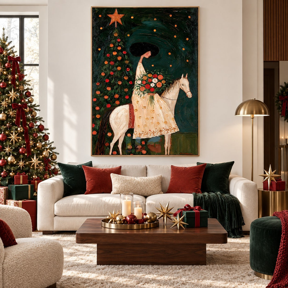 Evergreen Blossom Ride – Figurative Horse Floral Wall Art