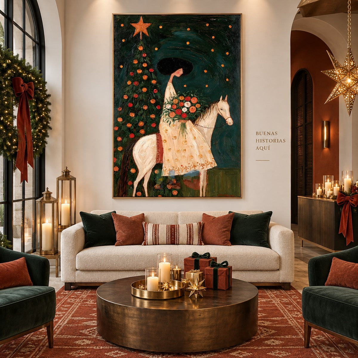 Evergreen Blossom Ride – Figurative Horse Floral Wall Art