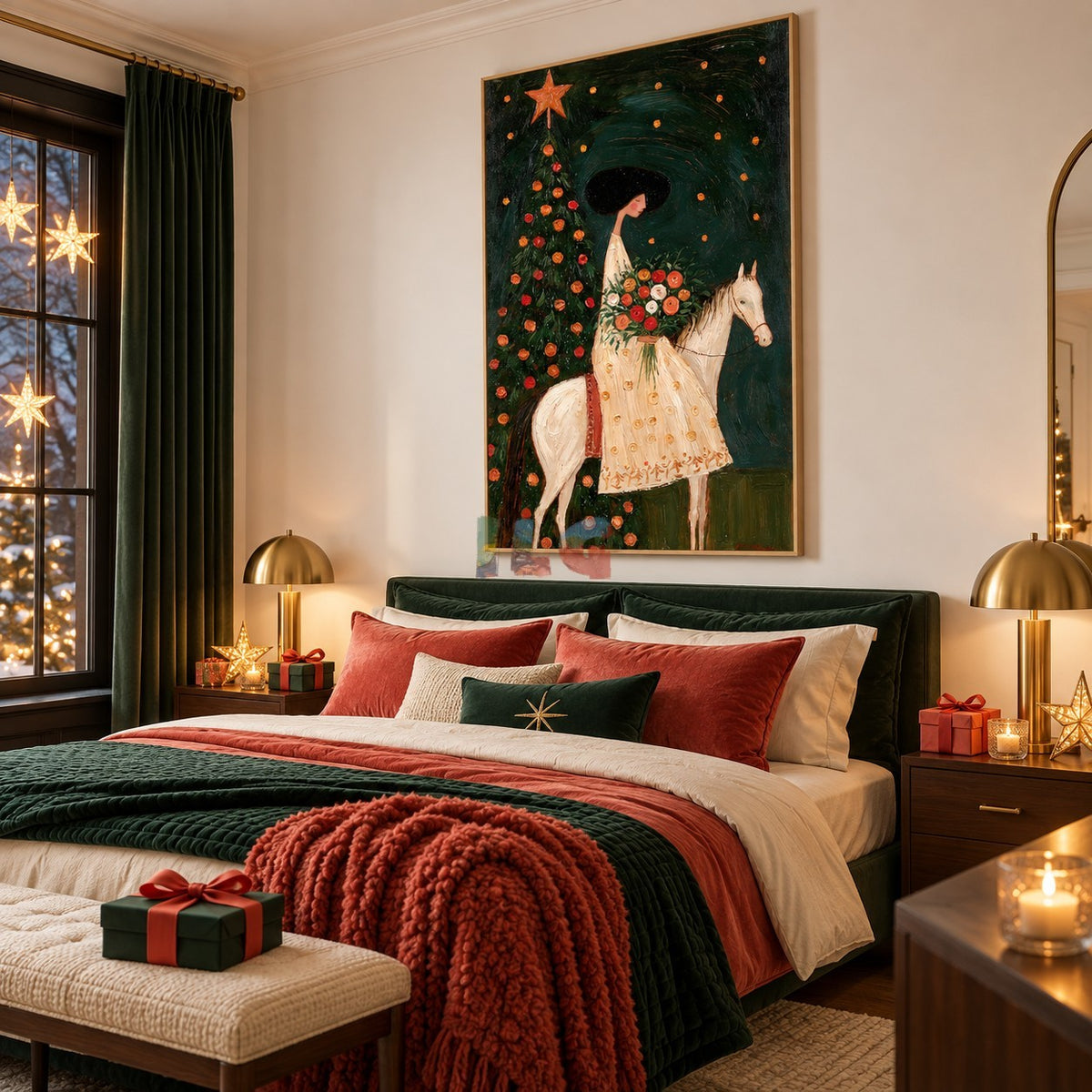 Evergreen Blossom Ride – Figurative Horse Floral Wall Art