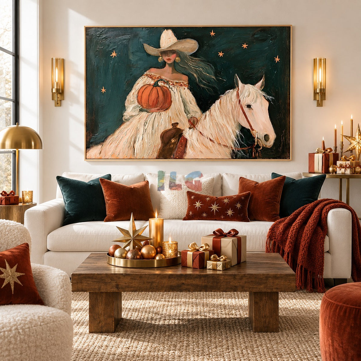 Starlit Harvest Rider – Western Figurative Horse Wall Art
