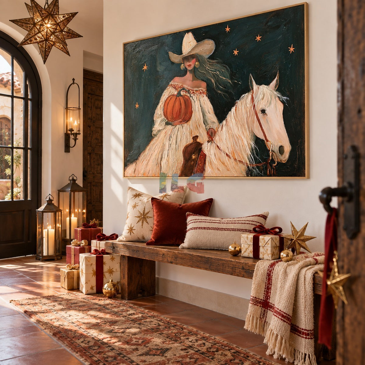 Starlit Harvest Rider – Western Figurative Horse Wall Art