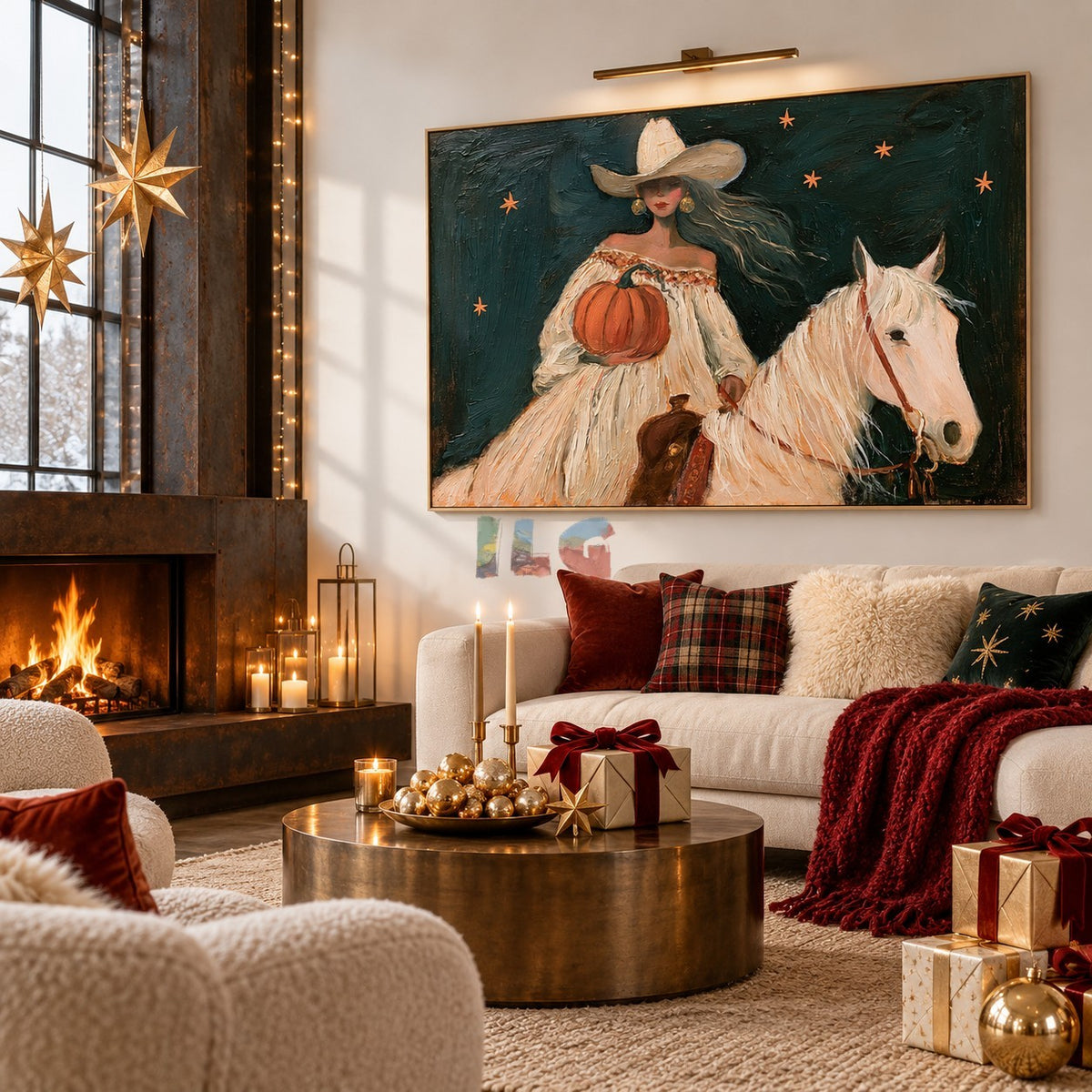 Starlit Harvest Rider – Western Figurative Horse Wall Art