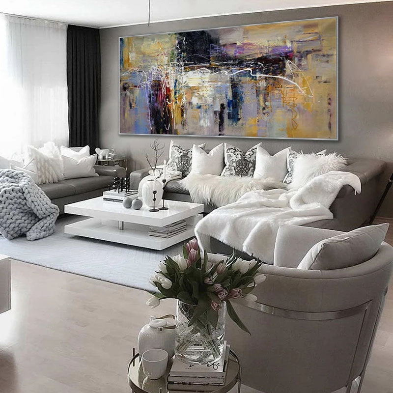 Abstract Oil Painting with Bold Colors and Dynamic Texture