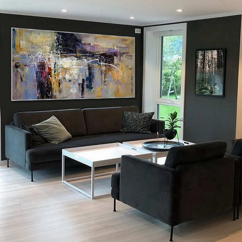 Abstract Oil Painting with Bold Colors and Dynamic Texture