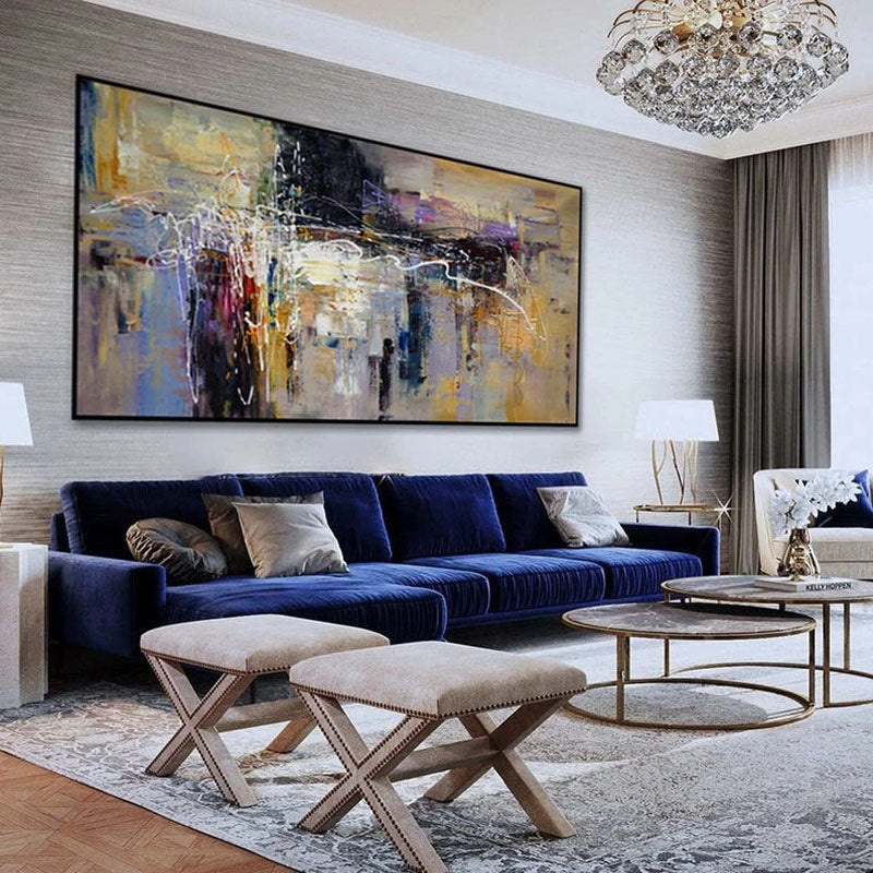 Abstract Oil Painting with Bold Colors and Dynamic Texture