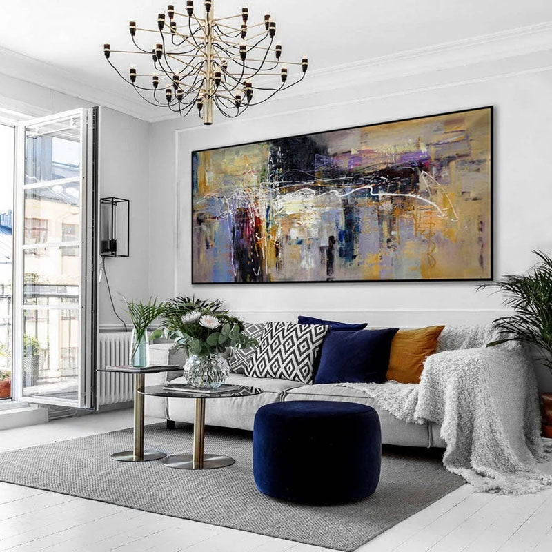 Abstract Oil Painting with Bold Colors and Dynamic Texture