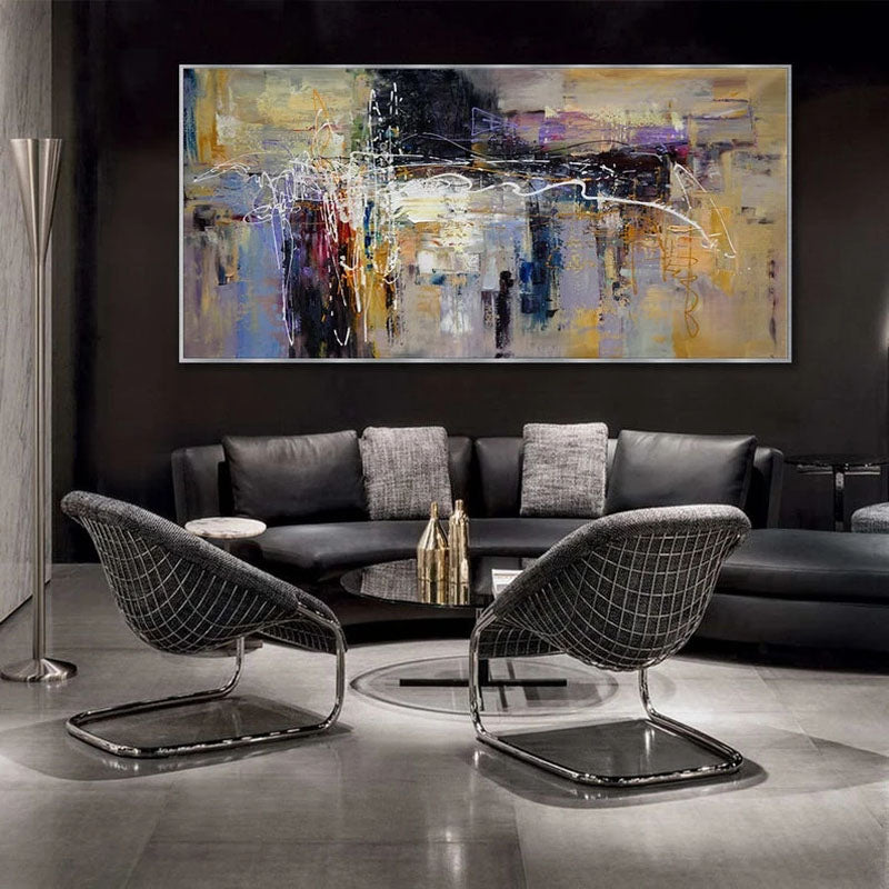 Abstract Oil Painting with Bold Colors and Dynamic Texture