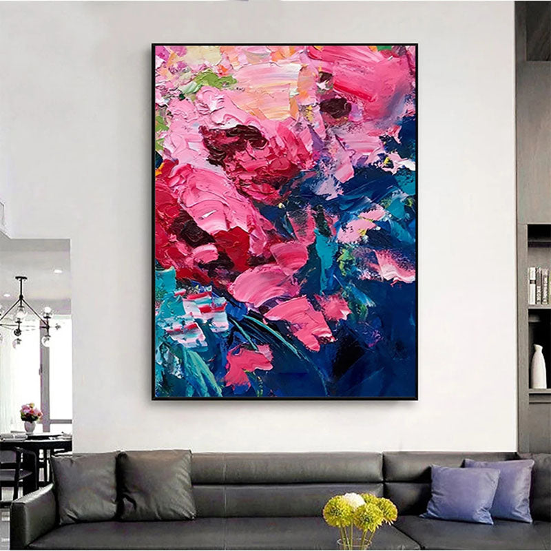 Abstract textured spring pastel painting
