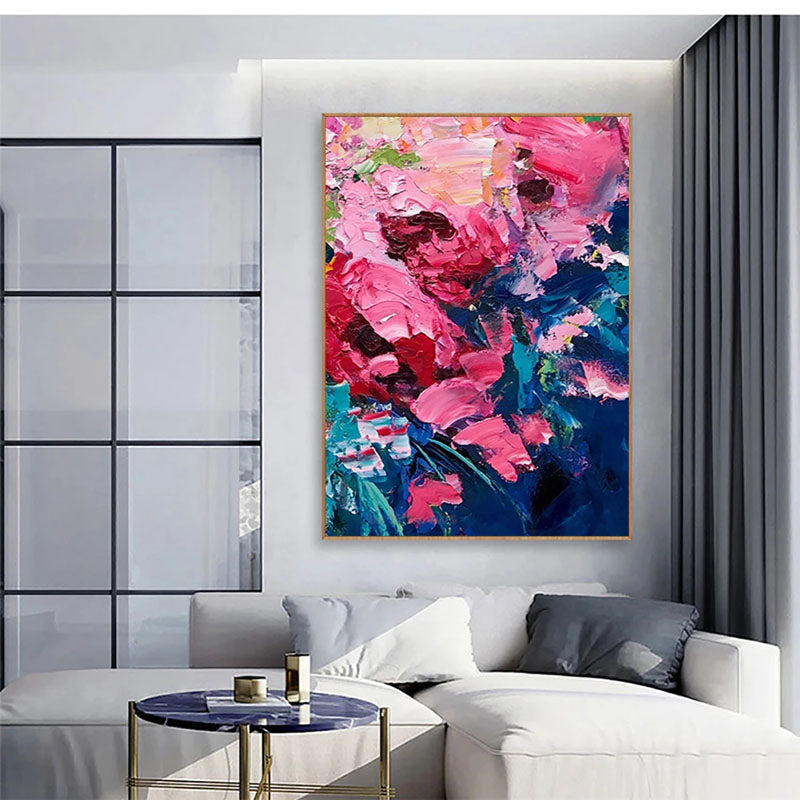 Abstract textured spring pastel painting