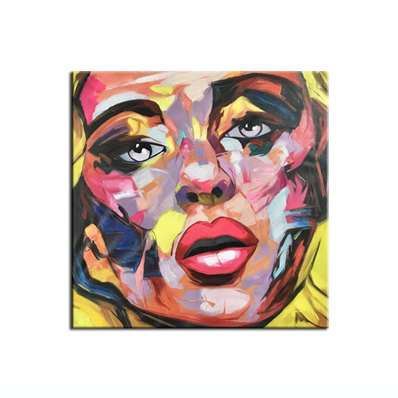 Colorful Abstract Portrait Oil Painting - Modern Pop Art Wall Decor for Home