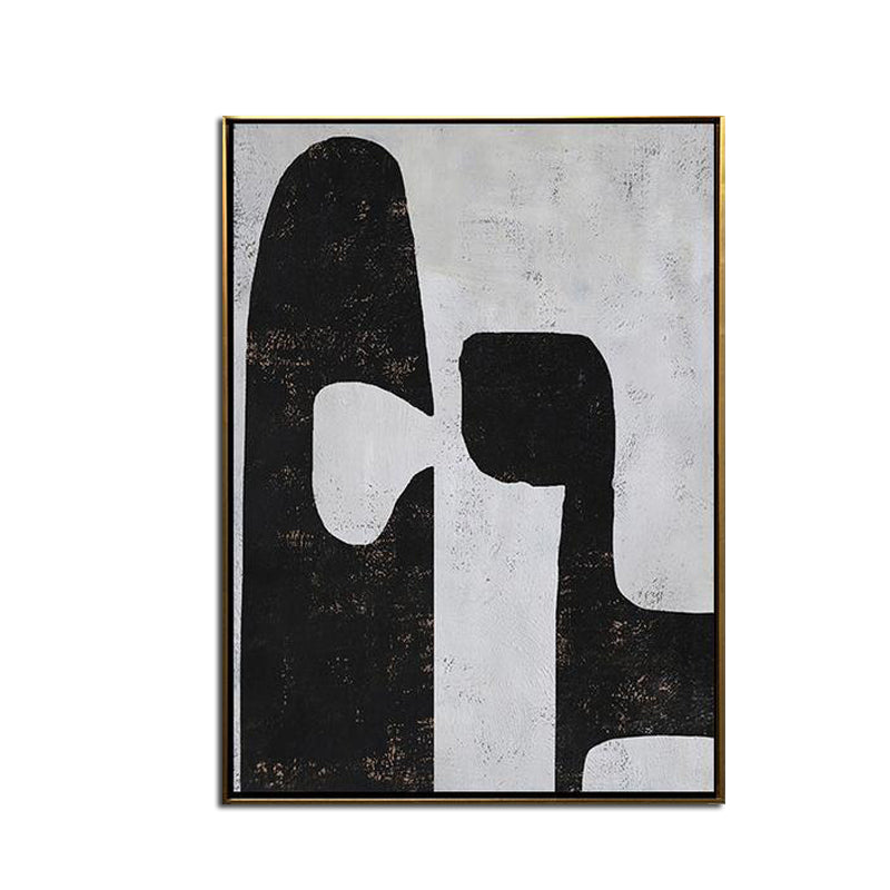 Wabi - Sabi Minimalist Organic Abstract Art - Black White Textured Wall Decor