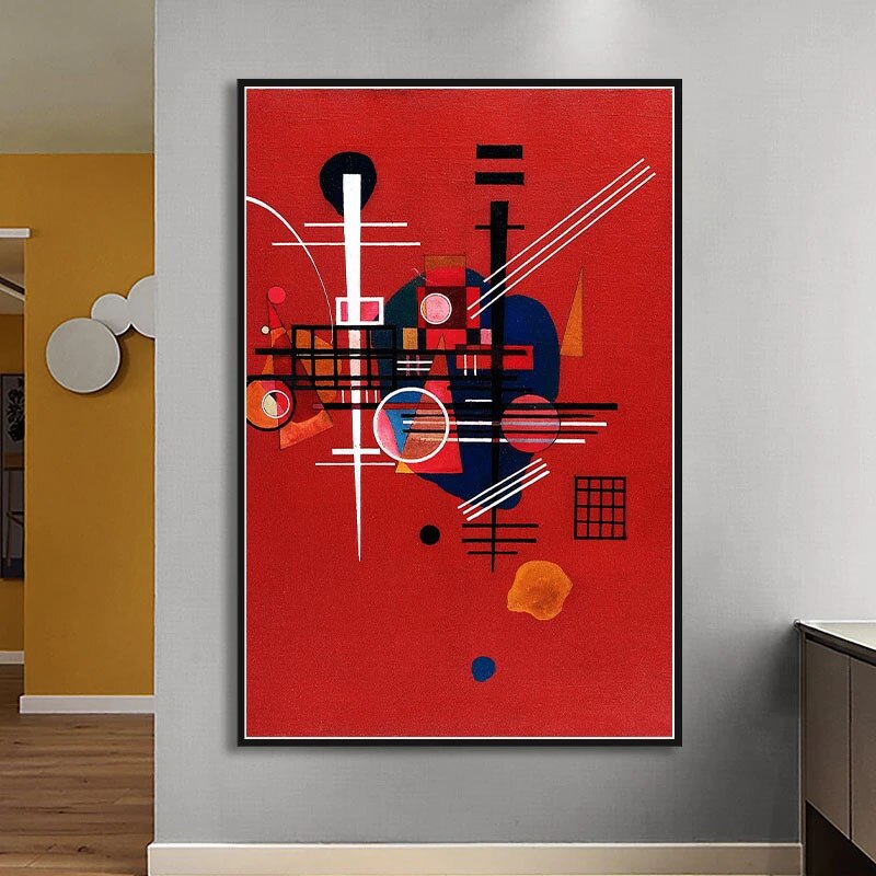 red bold abstract painting for modern decor