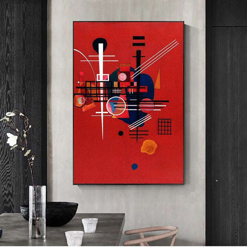 red bold abstract painting for modern decor