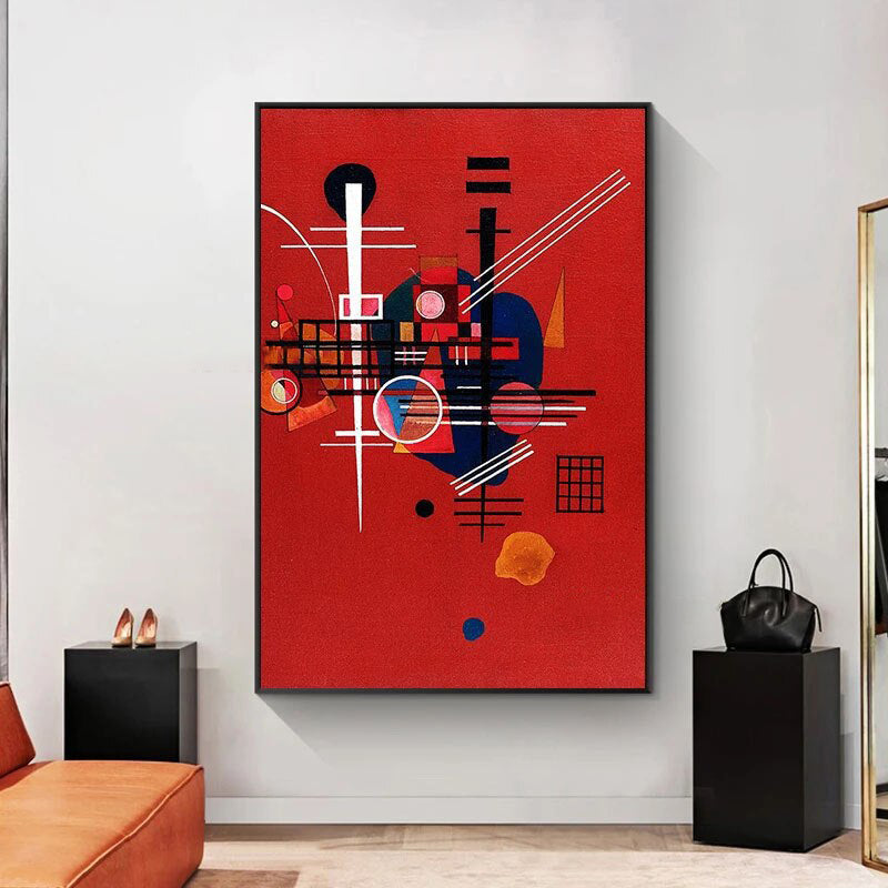 red bold abstract painting for modern decor