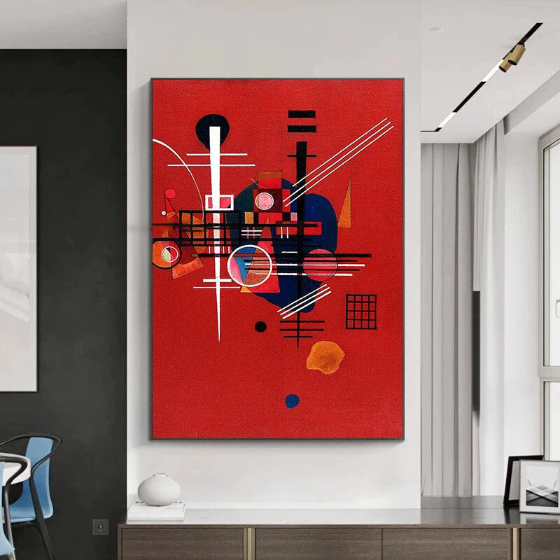 red bold abstract painting for modern decor